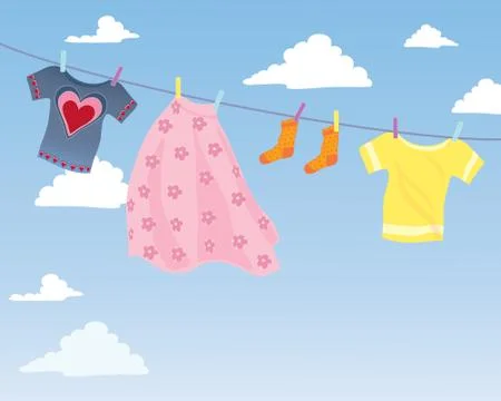 Washing line Stock Illustration