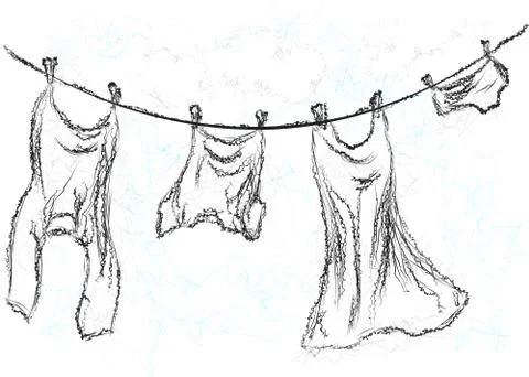 Washing line Stock Illustration