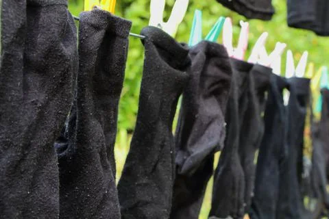 Washing line with socks Stock Photos