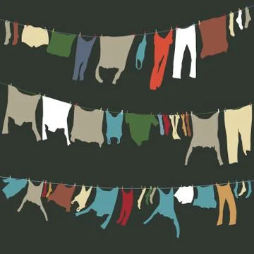Washing lines Stock Illustration