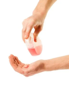 Washing with liquid soap Foto stock