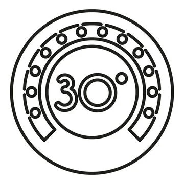 Washing machine 30 degrees celsius temperature selection icon Stock Illustration