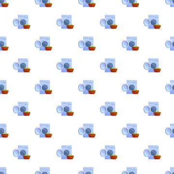 Washing machine and laundry basket seamless pattern Illustrazione stock