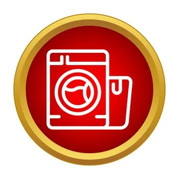 Washing machine and laundry basket icon in red Stock Illustration
