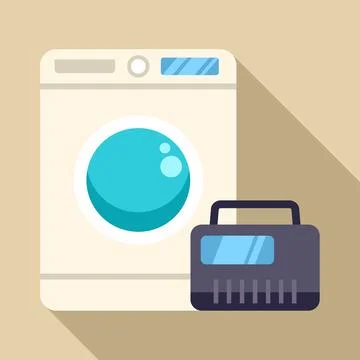 Washing machine and radio flat design illustration Stock Illustration