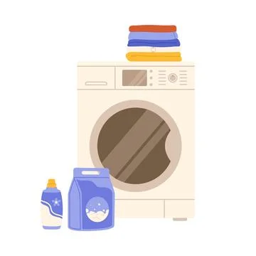 Washing machine and stack of clothes Stock Illustration
