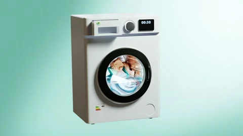 Washing machine animation Stock Footage 275720909