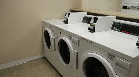 Washing Machine in Apartment Complex (Laundry Room) Stock Footage 47276674