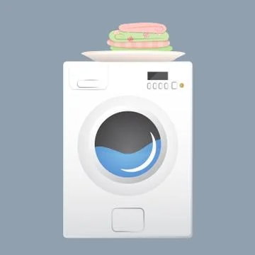 Washing machine with basket. Flat style vector illustration Stock Illustration