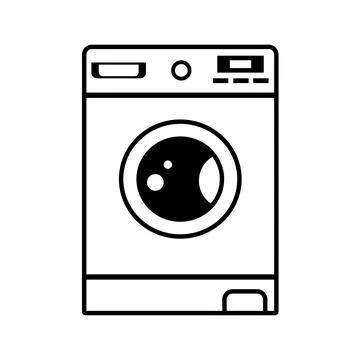 Washing machine black outline isolated on white Stock Illustration