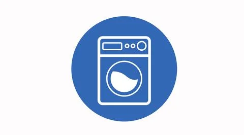 Washing machine blue rounded icon or sign. Illustrazione stock
