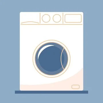 Washing machine with bubbles. Flat style vector illustration. Stock Illustration