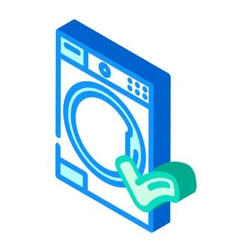 Washing machine with checkmark isometric icon Illustrazione stock