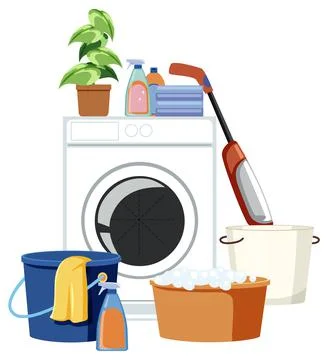 Washing machine with cleaning elements Ilustración de archivo