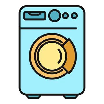 Washing machine cleaning laundry doing housework icon Stock Illustration
