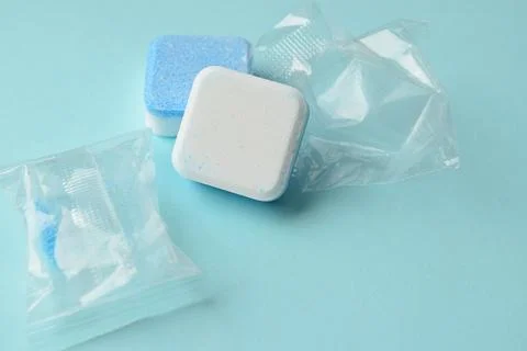 Washing machine cleaning tablets Stock Photos