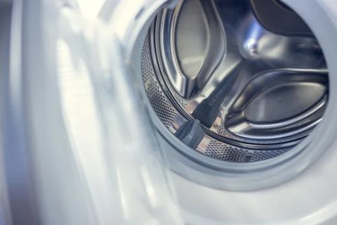 Washing machine - close-up. The texture of the drum. Door Foto stock