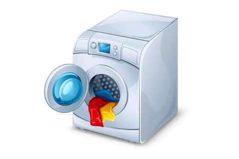 Washing machine with clothes Stock Illustration