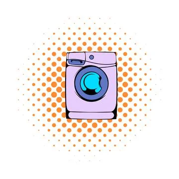 Washing machine comics icon Stock Illustration