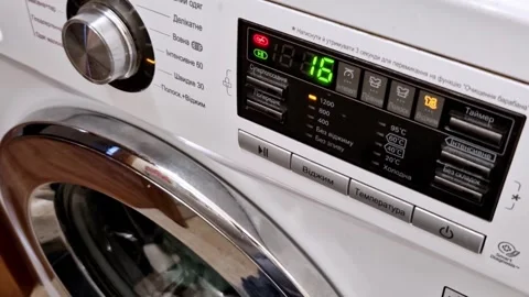 Washing Machine Control Panel Displaying Timer Stock Footage 319013615
