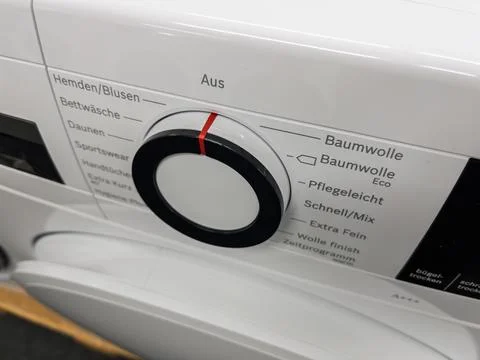 Washing Machine Control Panel with Fabric Settings and Options Stock Photos