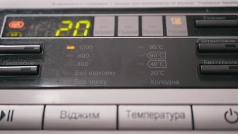 Washing Machine Control Panel With Illuminated Digital Display 스톡 동영상 332663566
