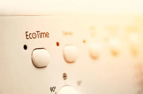 Washing machine control panel. Regime EcoTime. Buttons for switching modes of Stock Photos