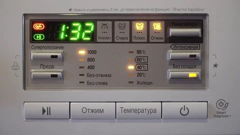 Washing machine control panel. the timer of the washing machine. Stock Footage 82336622