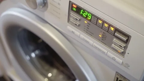 Washing machine control panel. the timer of the washing machine. Stock Footage 82341322