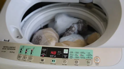 Washing machine with digital command Stock Footage 51203034