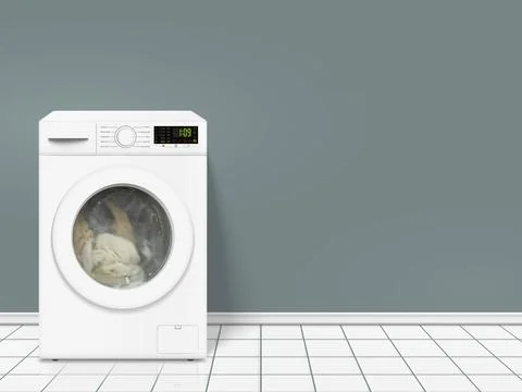 Washing machine with dirty clothes Stockillustratie