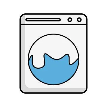 Washing machine doing laundry. Laundry and housekeeping. Appliance. Vector. Stock Illustration