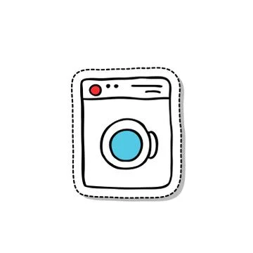 Washing machine doodle icon, vector sticker illustration Stock Illustration