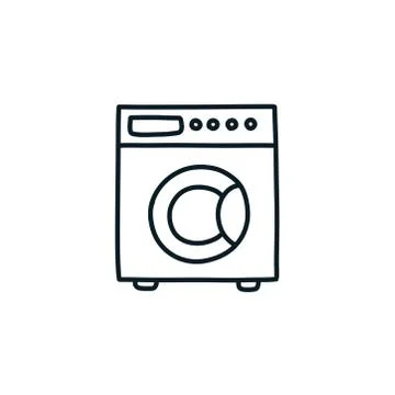 Washing machine doodle icon, vector line illustration Stock Illustration