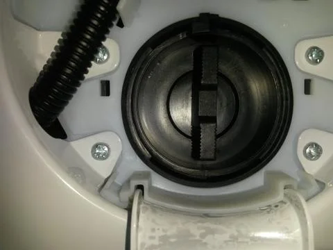 Washing machine drain pump filter Stock-Fotos