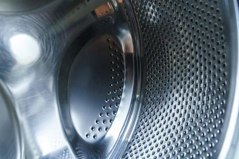 Washing Machine Drum Chrome Interior Close-up Stock Photos