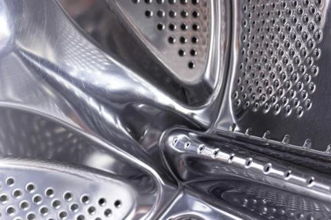 Washing machine drum close up, view from inside Stock Photos