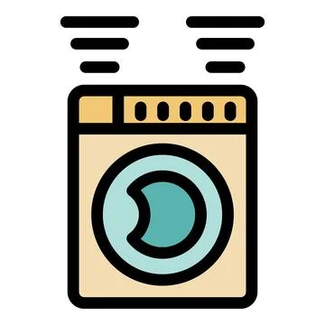 Washing machine drying clothes with steam coming out Stock Illustration