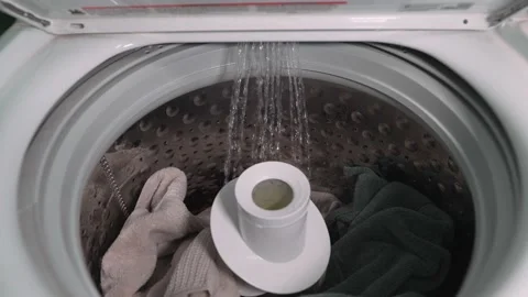 Washing machine first cycle of water Video stock 156064617