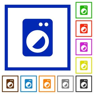 Washing machine flat framed icons Stockillustratie