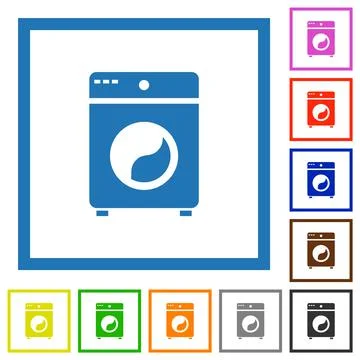 Washing machine flat framed icons Stockillustratie