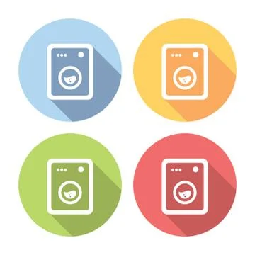 Washing Machine Flat Icons Set Illustrazione stock