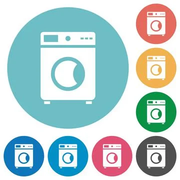 Washing machine flat round icons Stock Illustration