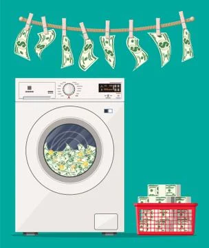 Washing machine full of dollars banknotes. Stock Illustration