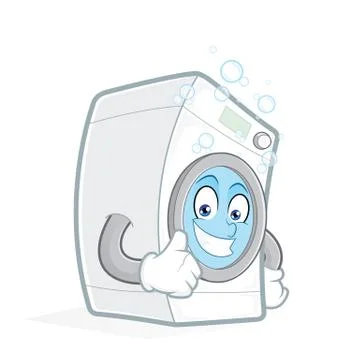 Washing machine giving thumbs up Stock Illustration