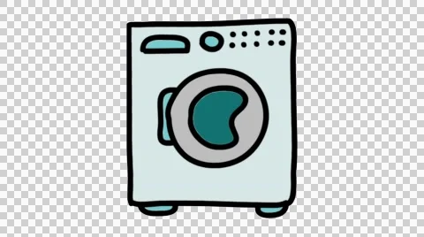 Washing machine hand drawn animation line sketch with transparent background Stock Footage 44149932