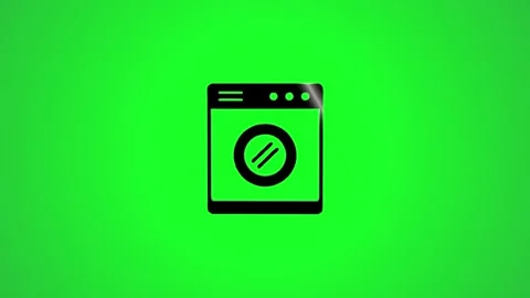 Washing machine icon animation with shiny effect on green background motion.. Stockbeeldmateriaal 346496554