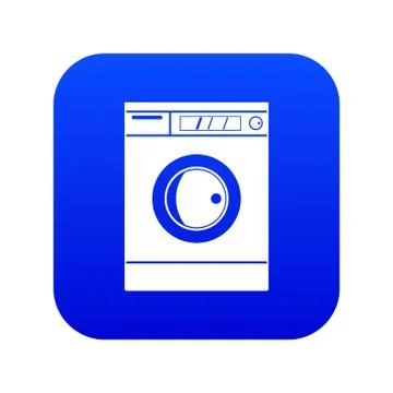 Washing machine icon digital blue Illustrazione stock