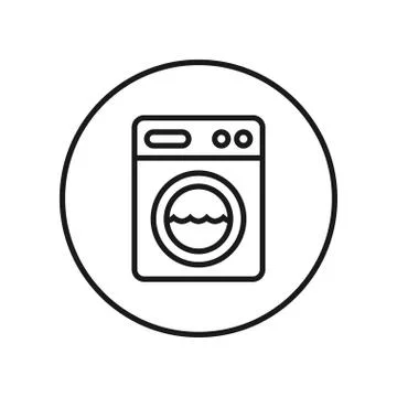 Washing machine. Icon. Editable Thin line. Vector illustration. Stock Illustration