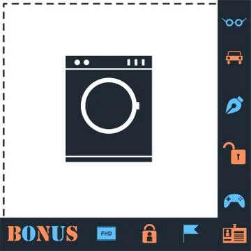 Washing machine icon flat Stock Illustration